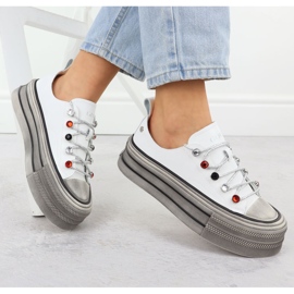Sneaker in pelle sulla piattaforma bianca Goe NN2N4054 bianco 1
