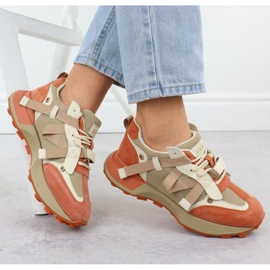 Sneaker in pelle da donna Beige Orange Goe RR2N4064 1