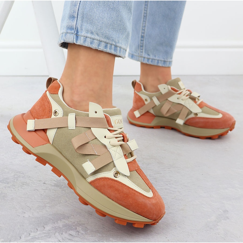 Sneaker in pelle da donna Beige Orange Goe RR2N4064 2