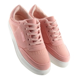 Sneakers da donna in camoscio rosa NB172 Rosa bianco 2