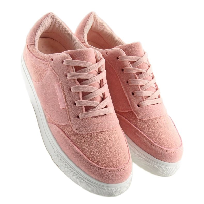 Sneakers da donna in camoscio rosa NB172 Rosa bianca 2