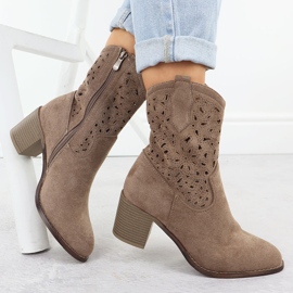 Stivali da donna Openwork Women Brown Suede S.Barski Hy51-125 marrone 1