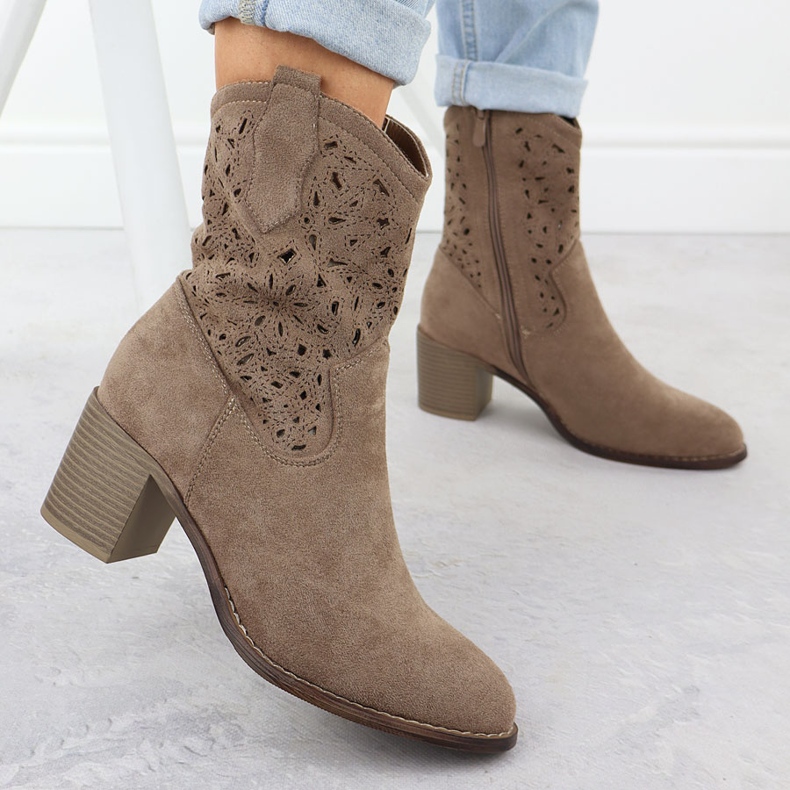 Stivali da donna Openwork Women Brown Suede S.Barski Hy51-125 marrone 2