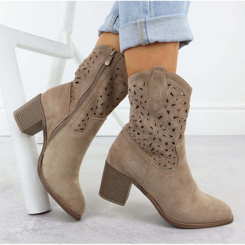 Stivali da lavoro da donna Beige Suede S.Barski Hy51-125 1