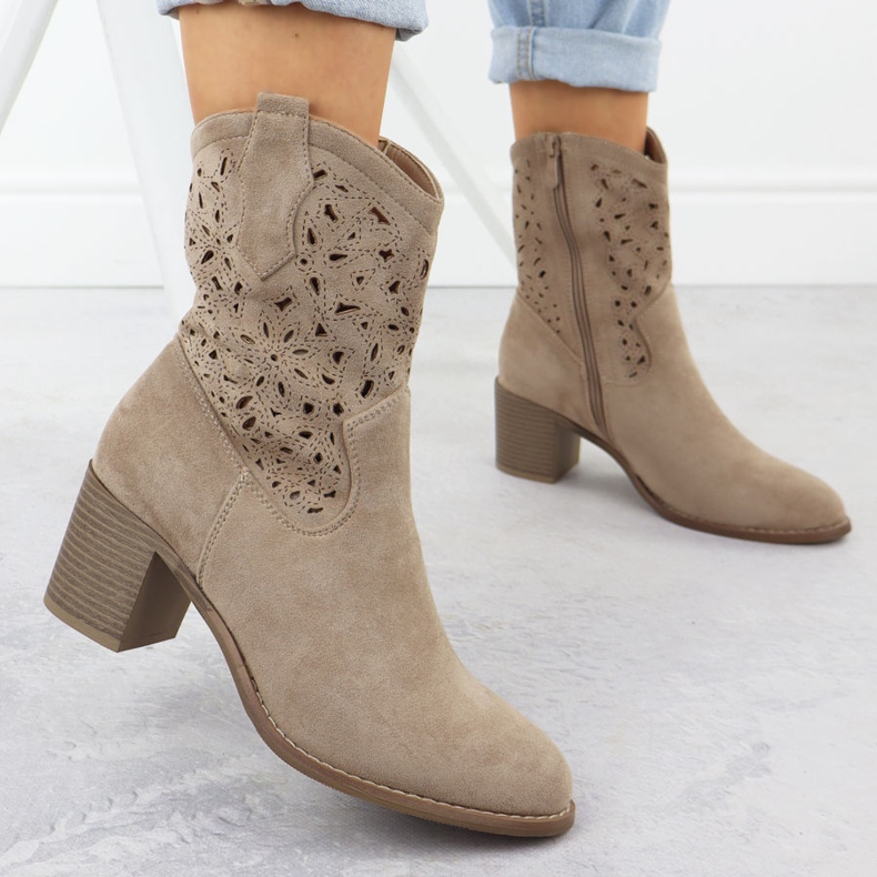 Stivali da lavoro da donna Beige Suede S.Barski Hy51-125 2