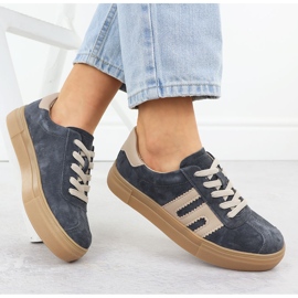 Scarpe sportive in pelle sulla piattaforma grigia filippo dp6798 grigio 1