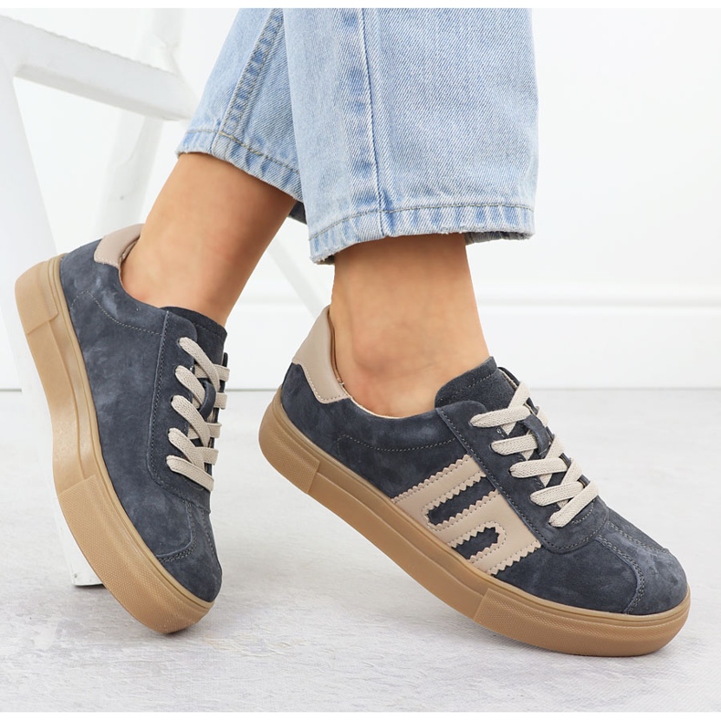 Scarpe sportive in pelle sulla piattaforma grigia filippo dp6798 grigio 1