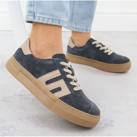 Scarpe sportive in pelle sulla piattaforma grigia filippo dp6798 grigio 2