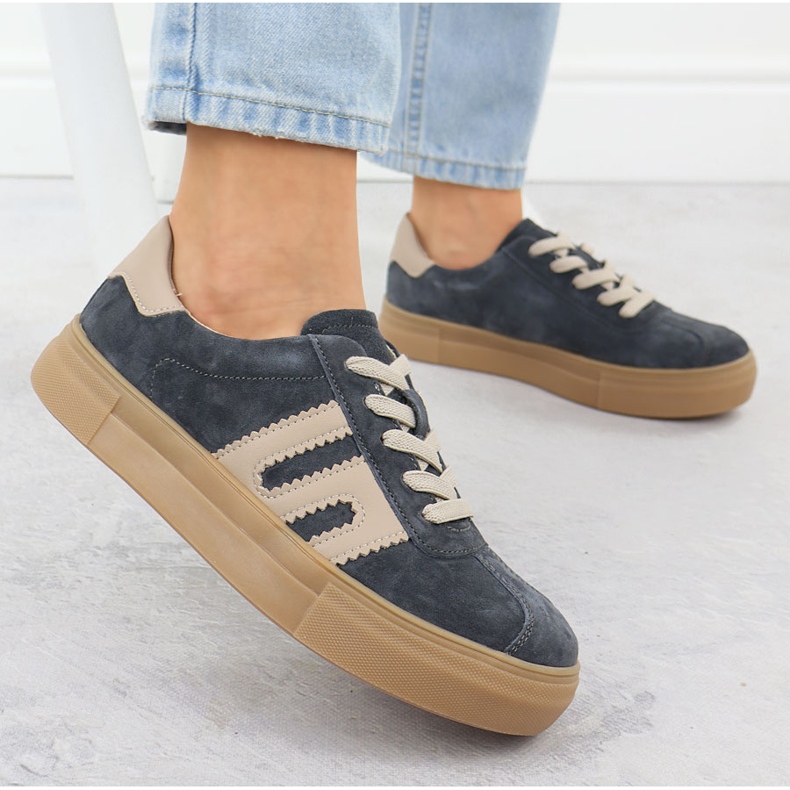 Scarpe sportive in pelle sulla piattaforma grigia filippo dp6798 grigio 2