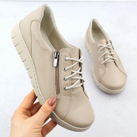 Scarpe in pelle da donna comode beige helios 429 1