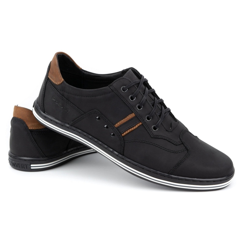 Polbut Scarpe casual da uomo 1801 nabuk nero / cammello 3