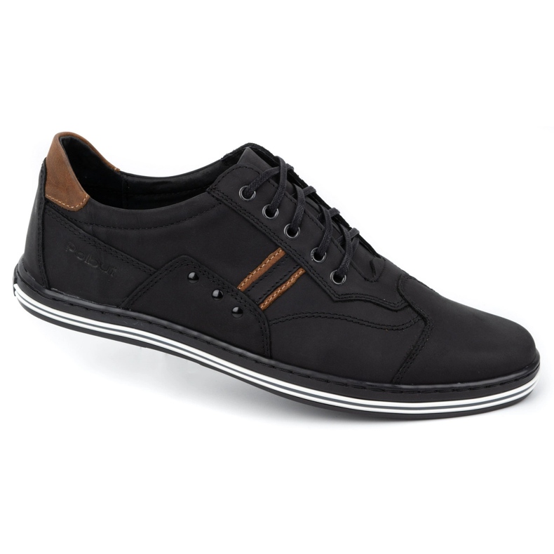 Polbut Scarpe casual da uomo 1801 nabuk nero / cammello 6