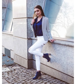 Olivier Sara Stivali blu navy con tacco alto 5