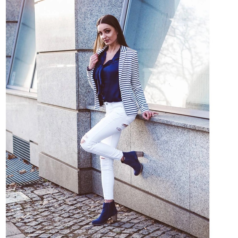 Olivier Sara Stivali blu navy con tacco alto 5