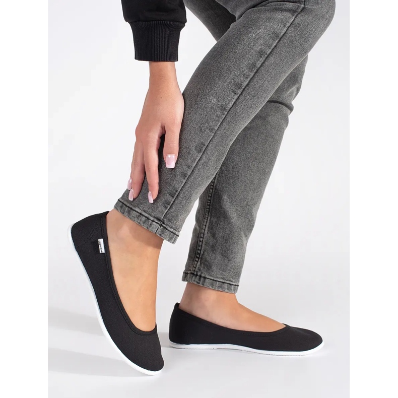 Ballerine da donna in tessuto nero 2