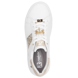 Sneaker in pelle da donna sulla piattaforma bianca Rieker 1202-82 bianco 1