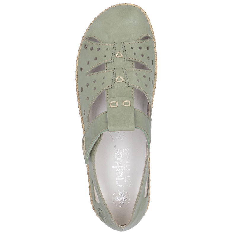 Scarpe da donna con velcro, Openwork Green Rieker 44852-52 verde 1