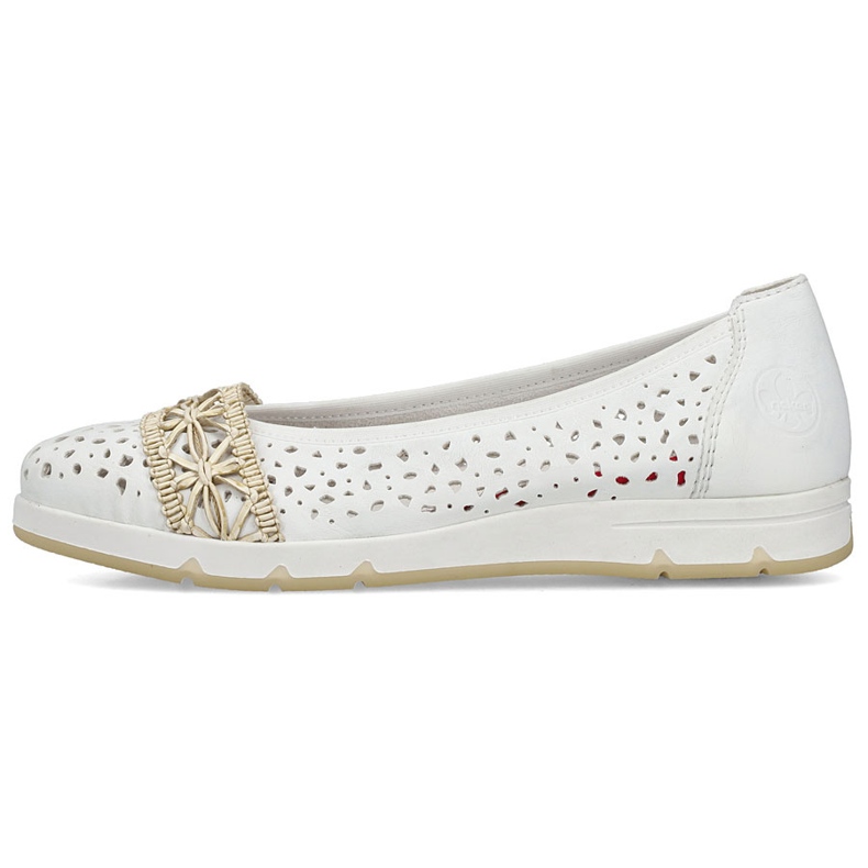 Ballerinas femminile openuwork comodo Rieker bianco L3062-80 bianca 2