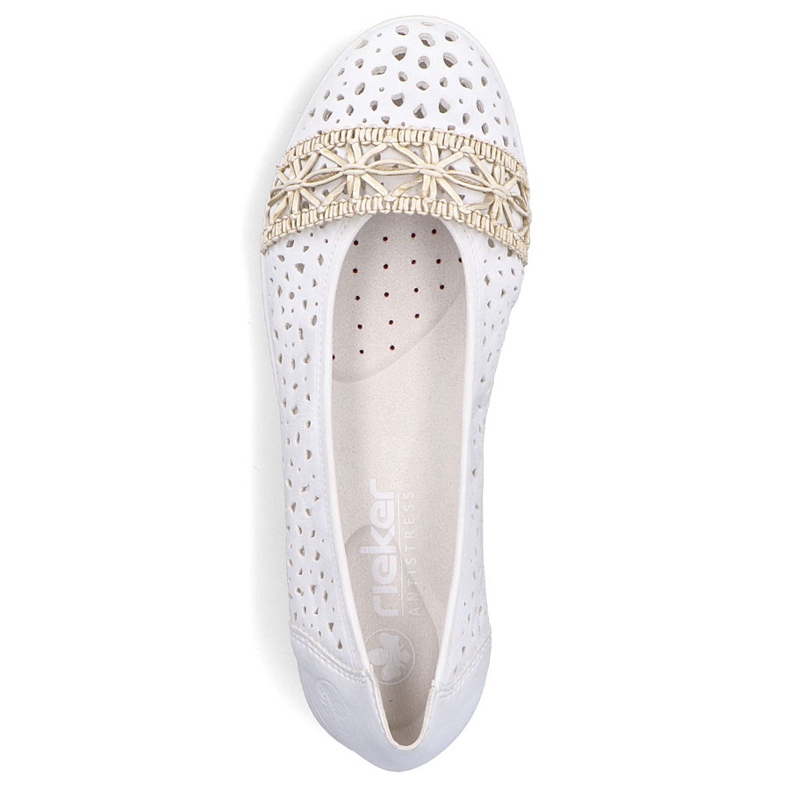 Ballerinas femminile openuwork comodo Rieker bianco L3062-80 bianca 1