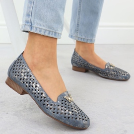 Scarpe da lavoro da donna con tacchi bassi blu M. Daszyński SA222-3 2