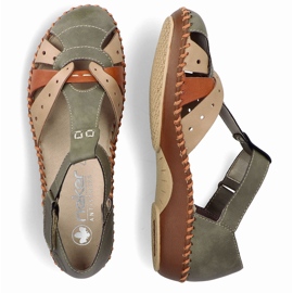 Sandali comodi da donna per velcro, dita verdi integrate Rieker M1655-54 verde 2