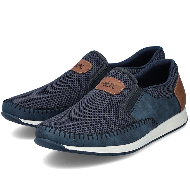 Scarpe da uomo comodi mocassini blu scuro Rieker 11954-14 2