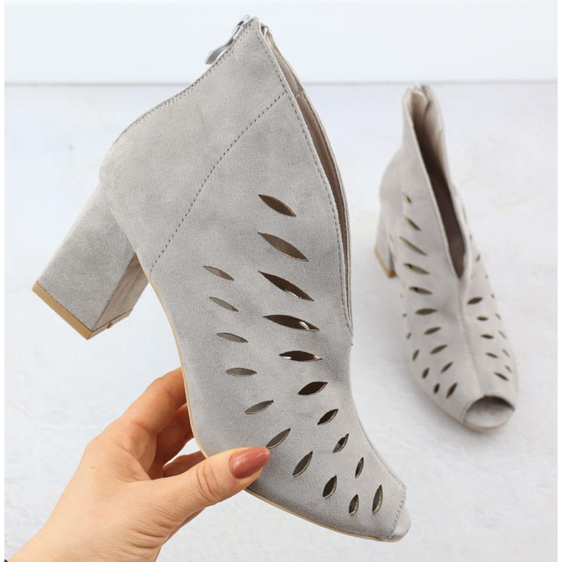 Potocki Stivali Openwork femminile POOTS Openwork da donna in pelle scamosciata da donna grigio 1