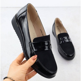 Scarpe da donna vernarono su una piattaforma Black Unisoft 9040 nero 1