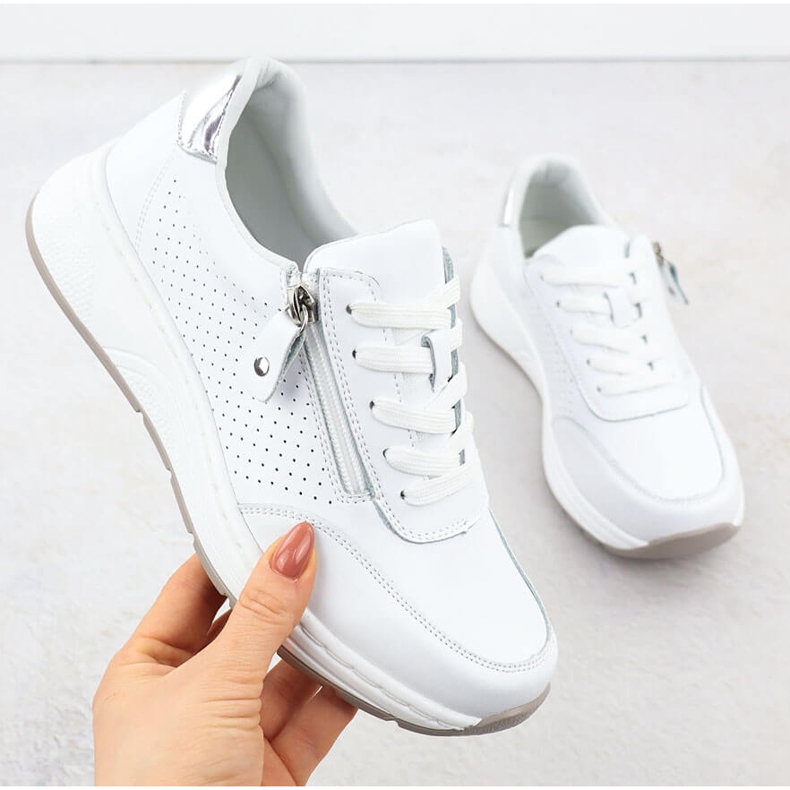 Scarpe in pelle da donna comoda evento bianco sportivo 2