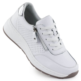 Scarpe in pelle da donna comoda evento bianco sportivo 1
