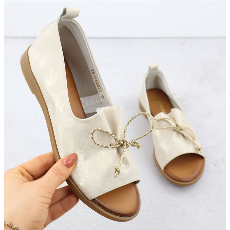 Cambell Scarpe in pelle con dita nude Golden Camell SZ00656 d'oro 1
