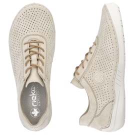 Scarpe da donna in pelle perforata Beige Rieker 52546-60 1