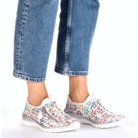 Scarpe sportive da donna Openwork White Rieker L3252-90 bianco 2