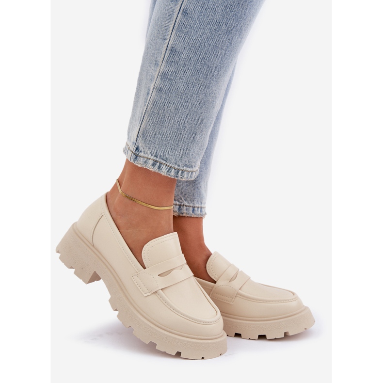 Mocassini da Donna in Ecopelle, Beige Chiaro 1