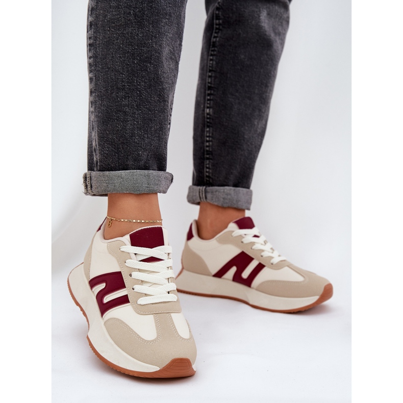 Scarpe sportive femminili sulla piattaforma beige blu 2