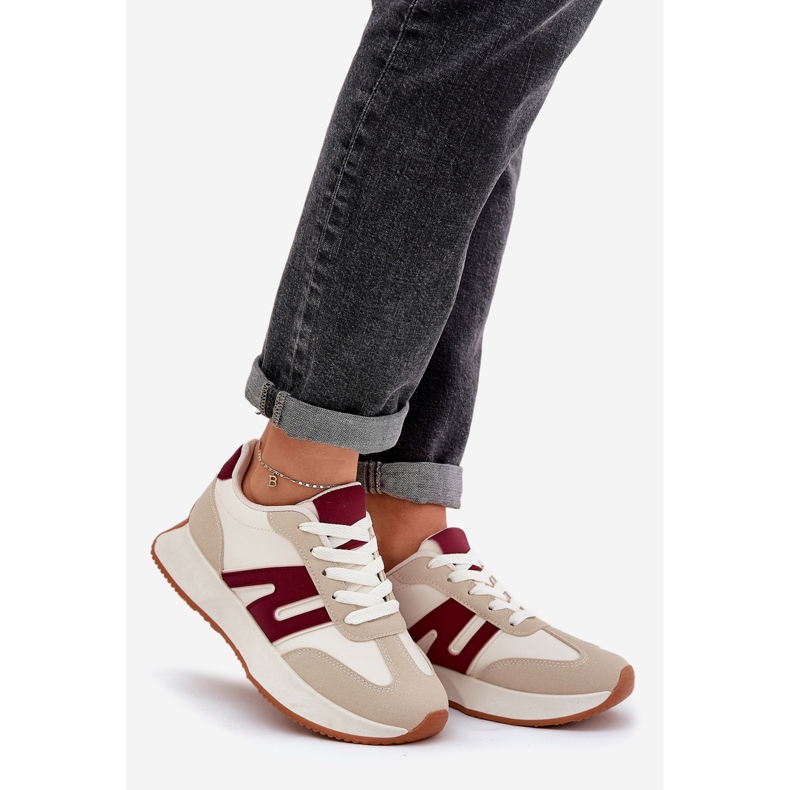 Scarpe sportive femminili sulla piattaforma beige blu 1