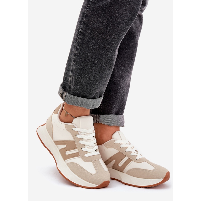 Scarpe Sportive da Donna con Plateau, Beige 1