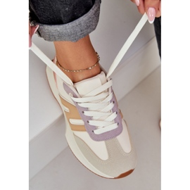 Scarpe sportive femminili su piattaforma multicolore beige 2