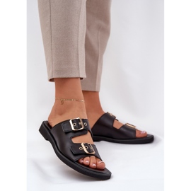 Flip flip piatti in pelle con pinze nere Zazoo 3020 nero 2