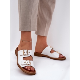 Flip flip in pelle con fibbie bianche Zazoo 3020 bianco 2