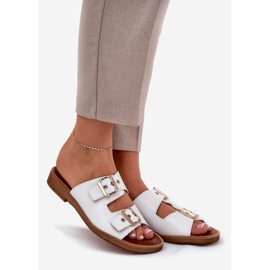 Flip flip in pelle con fibbie bianche Zazoo 3020 bianco 1