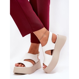 Sandali da donna sulla piattaforma Eco White Leather bianca 2