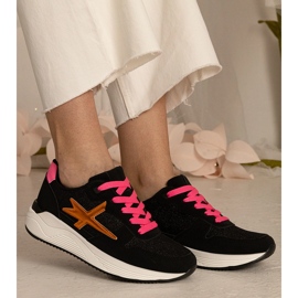 Sneaker black sport da donna con glitter nero 2