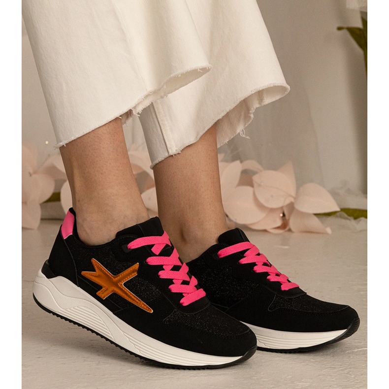Sneaker black sport da donna con glitter nero 2