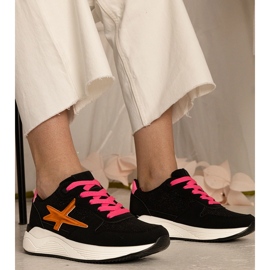 Sneaker black sport da donna con glitter nero 1