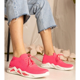 Sneaker femminili rosa con una tomaia di socking 1