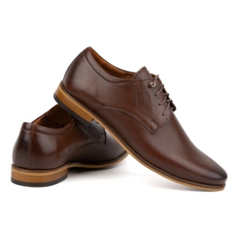 Olivier Eleganti scarpe in pelle maschile 483 in un colore marrone scuro 4