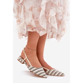 Ballerine femminili con nasi appuntiti con tacchi beige delicati 1