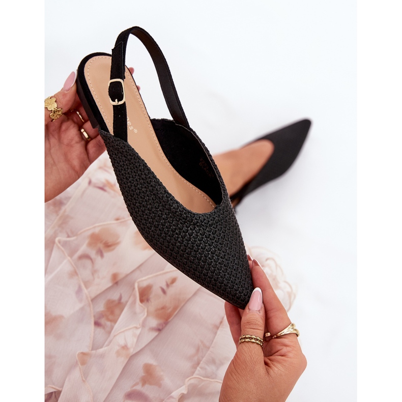 Ballerine con dita della treccia e puntate nere nero 2