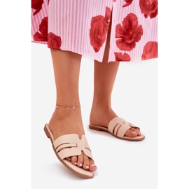 Flop da donna a copertura piatta con ecoto eco in pelle beige 1